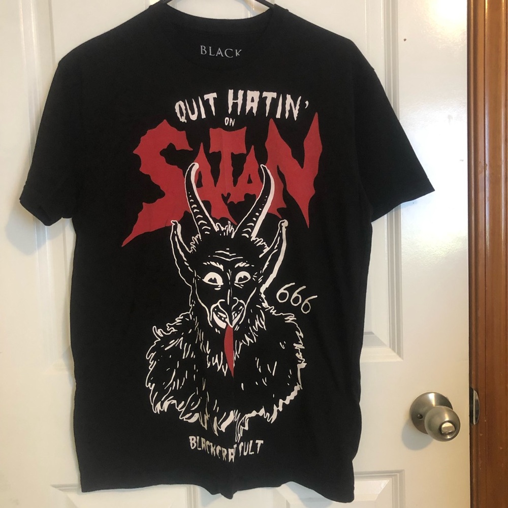 Blackcraft Quit Hating’ on Satan Men’s T-Shirt (Medium)